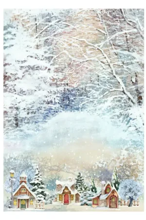 Soie de paille à motifs « Snowtime », env. 32 x 45 cm Offre Du Jour