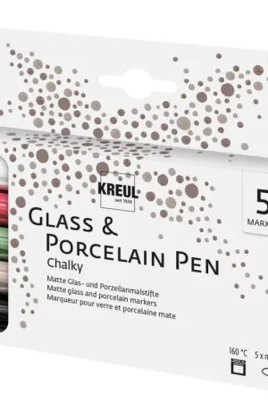 Glass & Porcelain Pen - Chalky KREUL, medium, set de 5 Nouveauté
