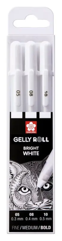 Nouvelle Collection Sakura Gelly Roll Blanc, set de 3, n° 05/08/10