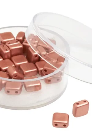 Perles en verre à 2 trous « 2 Hole Square Deluxes », 6 mm, 35 pc. Petit Prix