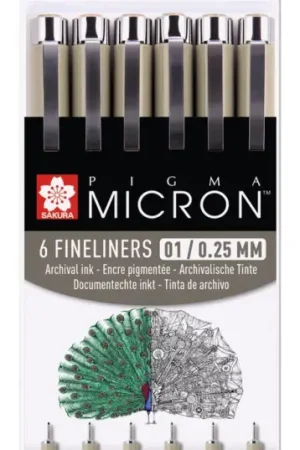 Commander Vite Fineliners Pigma Micron, set de 6, couleurs principales