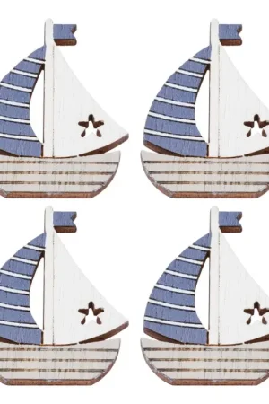 Mini-formes en bois voiliers « Juist », 4 pc. Nouvel Arrivage