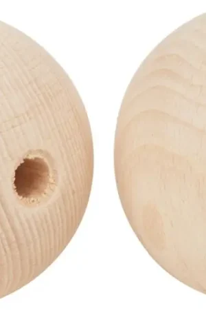 Perles en bois demi-percées VBS « Ø 70 mm » Certifié