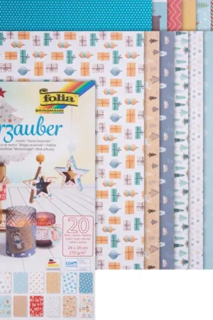 Vente Directe Bloc de papier cartonné à motifs « Féerie hivernale »