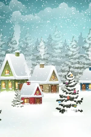 Marque Serviette « Village sous la neige »