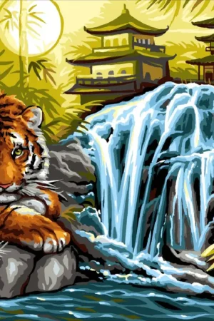 Promotion Saisonnière Peinture au numéro « Tigre au bord de la rivière »