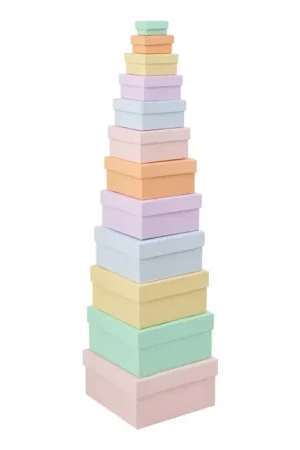 Achat Immédiat Boîtes en carton « Carré », couleurs pastel, set de 12