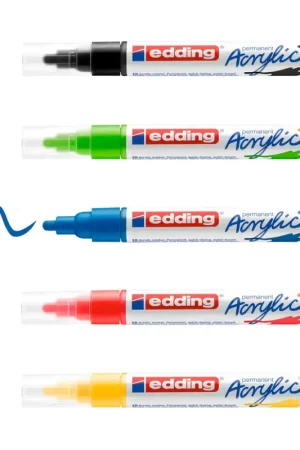 Nouvelle Collection Marqueurs acrylique edding 5100 « Basic », pointe moyenne, set de 5