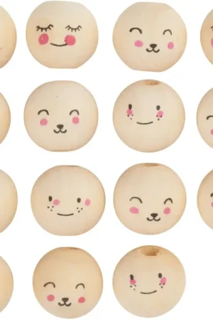 Populaire Perles en bois avec visage peint « Cute Faces »