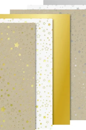 Usine Directe Bloc de papier cartonné « Étoiles » Or/Argent