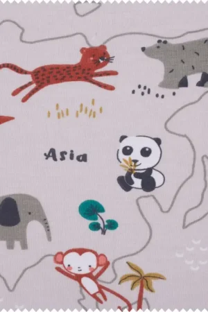 Tissu jersey au mètre « Tour du monde » Acheter Direct