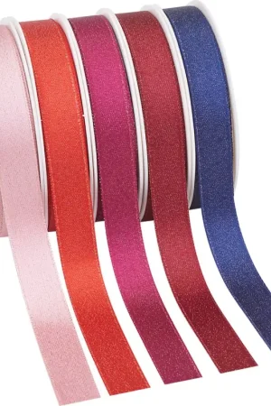 Pas Cher Ruban satin « Paillettes, Multicolore », set de 5, 3 m x 15 mm