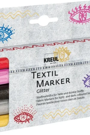 Textil Marker medium KREUL « Glitter », set de 5 Top Vente