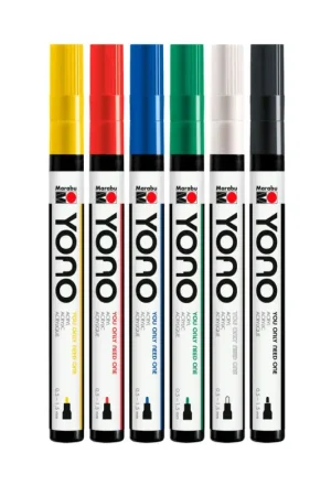 Set de marqueurs Marabu YONO « BASIC » 1,5 », 6 pc., 0,5 - 1,5 mm Nouvelle Collection