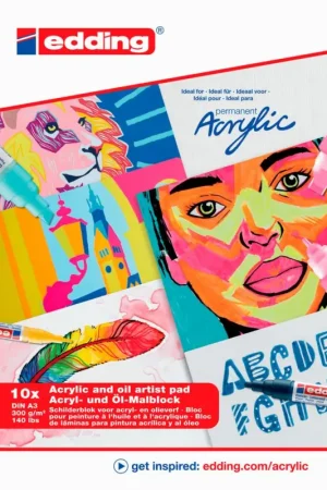 Prix Cassé Bloc de papier pour peinture acrylique/ à l'huile edding, 300g/m²