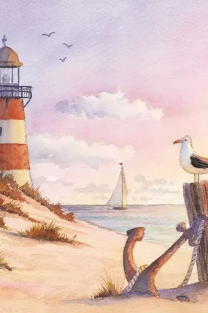 Retour Gratuit Serviette « Ambiance du soir à la mer »