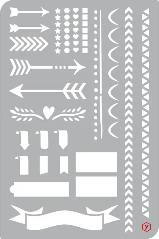 Meilleur Prix Pochoir pour bullet journal « Flèches & bordures », format 12 x 18 cm