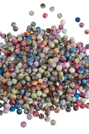 Bon Plan Perles acryliques marbrées VBS « Multicolore opaque », Ø 8 mm, 200 g