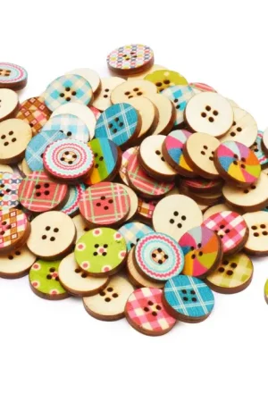 Boutons en bois VBS « Fashion Mix », 100 pc. Expédition Rapide