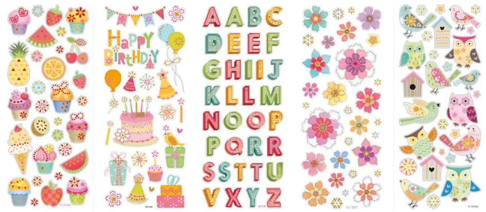 Stickers brillants « Toute l'année », 5 feuilles, env. 10 x 23 cm Prix Promo