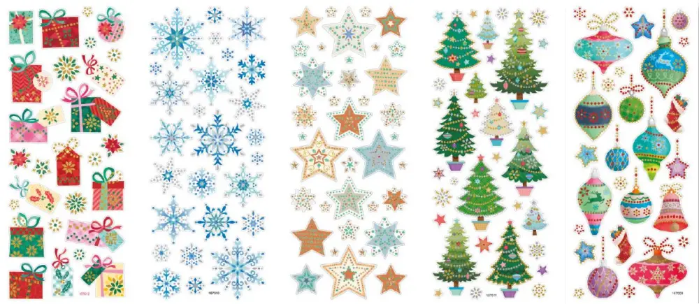 Nouvel Arrivage Stickers brillants « Noël », 5 feuilles env. 10 x 23 cm