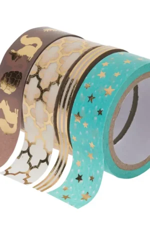 Commande En Gros Set de washi tapes « Hot Foil Turquoise/Gold »