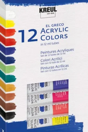 Set de peintures acryliques el Greco KREUL, 12 x 12 ml Pas Cher