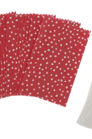 Etoiles en sachets en papier, petit, rouge à pois Super Prix