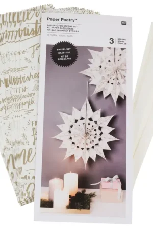 Kit étoiles en sac en papier « Merry Christmas », grand, Blanc Achat Immédiat