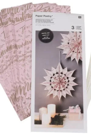 Prix Bas Kit étoiles en sac en papier « Merry Christmas », grand, Rose