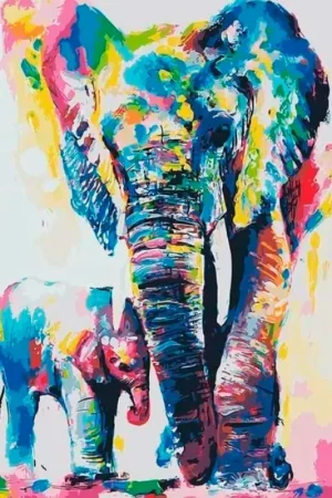 Peinture au numéro « Éléphants » Réduction