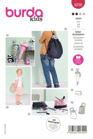 Patron Burda Kids « Cornet-surprise, trousse et sac de sport » n° 9256 Populaire
