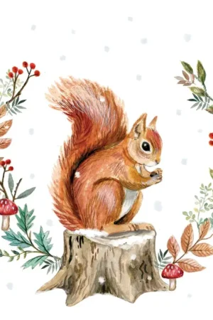 Achat Immédiat Serviette « Écureuil et couronne d'automne »