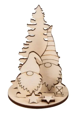Décos à emboîter en bois « Lutin et sapin » Soldes