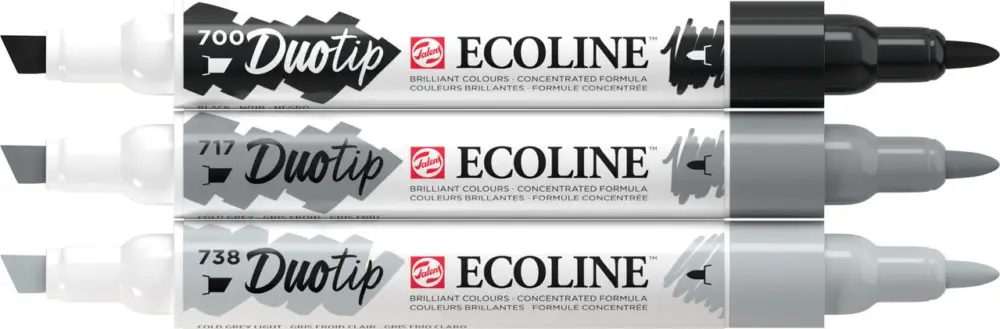 Must-Have Feutres Duotip Talens Ecoline « Set Noir- Gris »