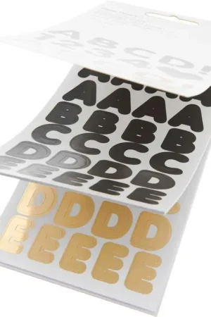 Marque Bloc d'autocollants « Alphabet », Noir/Or