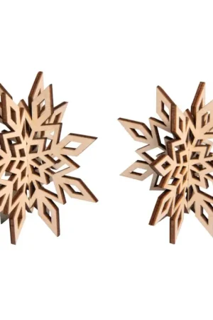 Offre Spéciale Décorations 3D en bois à suspendre « Flocons », à emboîter