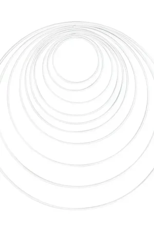 Bon Marché Anneaux en métal « Cercle », 10 - 40 cm, set de 10, Blanc