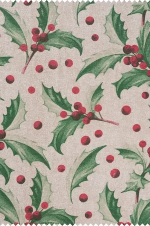 Tissu imprimé aspect lin au mètre « Ilex » Offre Du Jour
