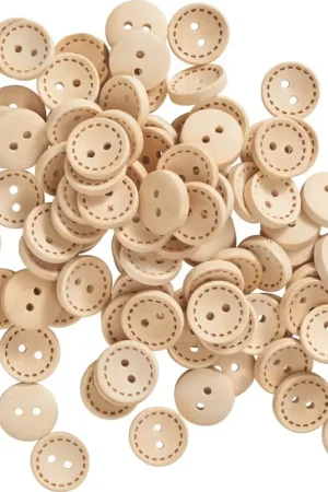 Prix Bas Boutons en bois VBS « Point de couture », 100 pc.