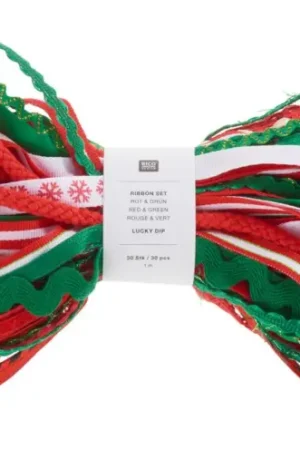 Commander Maintenant Set de rubans Rico Design « Lucky dip », Rouge-Vert