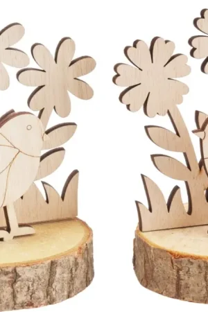 Dernière Chance Décorations à emboîter sur rondelle d'écorce VBS « Oiseaux et fleurs »