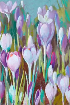 Serviette « Prairie de crocus mauve » Expédition Rapide
