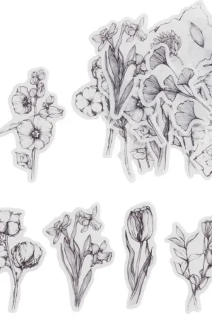 Bon Marché Stickers washi « Fleurs noir/blanc »