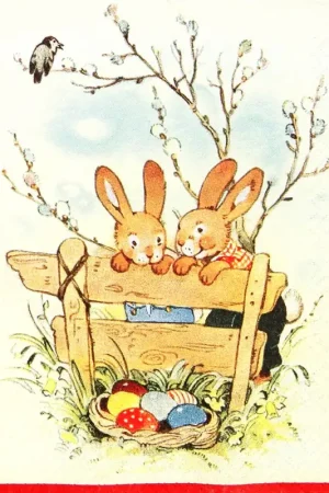 Seulement Aujourd'hui Serviette « L’amitié chez les lapins »