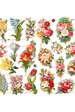 Motifs estampés vintage « Salutations florales » Promotion Saisonnière