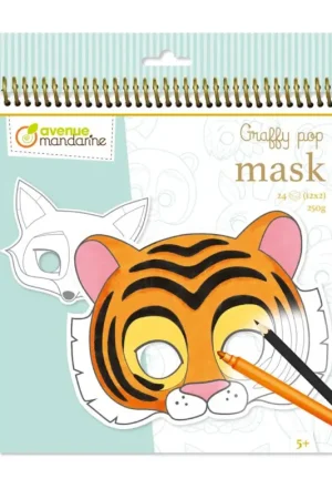 Carnet de masques à colorier Avenue Mandarine « Graffy Pop Animaux » Satisfait Ou Remboursé