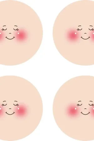 Visages sur tissu tricot "Lisa", Ø 4 cm Dernière Chance