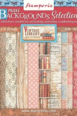 Bloc de papier scrapbooking « Vintage Library Backgrounds » Commander Vite