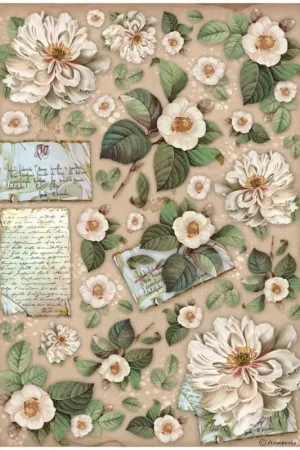 Prix Bas Soie de paille à motifs « Vintage Library Flowers »